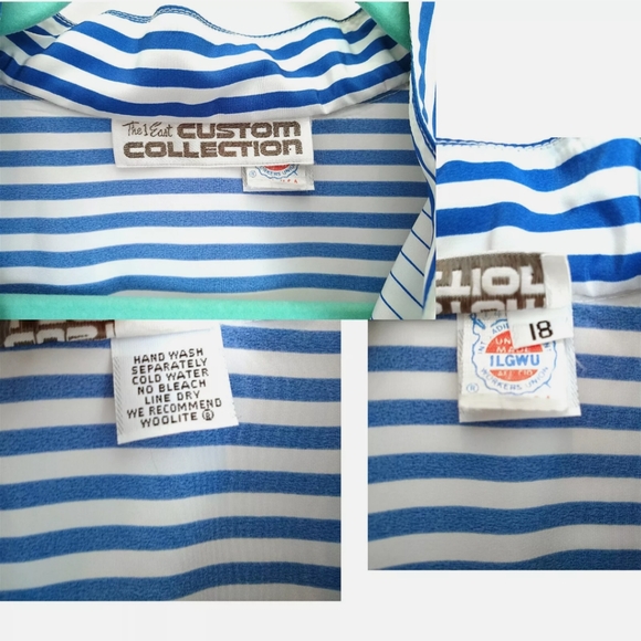 VTG 1 East Custom Collection Nautical Striped Long Sleeve Blouse Union Label 18 - Picture 6 of 10